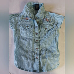 High Sierra girl button up top blouse blue size 6